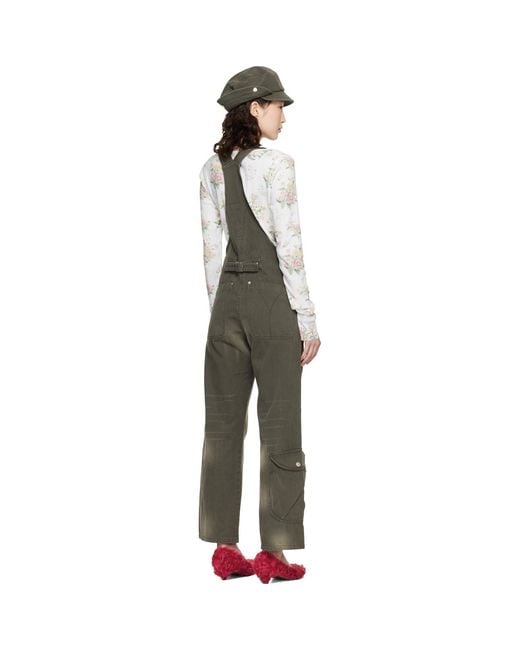 OPEN YY Black Cargo Pocket Cotton Overalls
