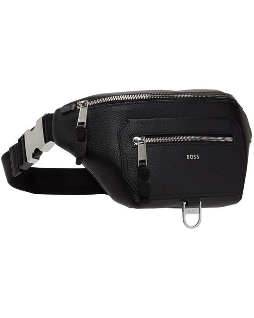Boss Black D-Ring Belt Bag for men
