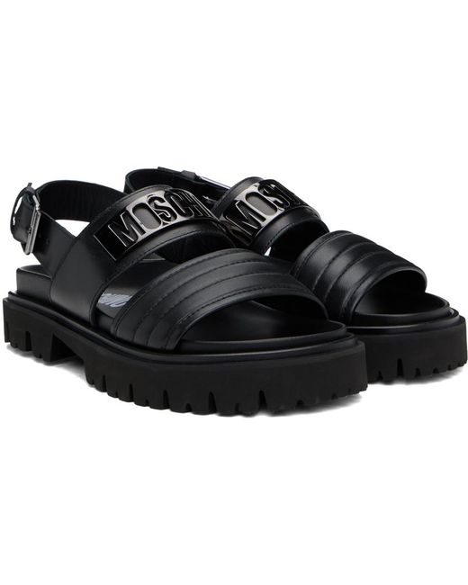 Sandales noires en cuir de veau à ferrure à logo Moschino pour homme en coloris Black