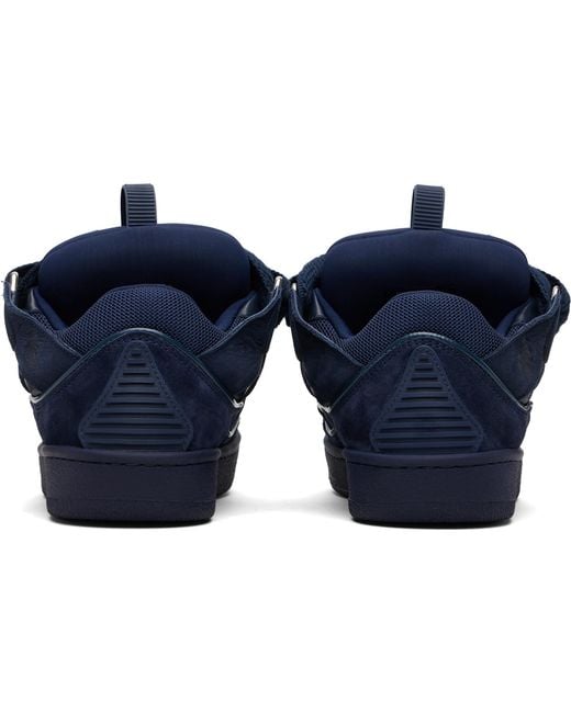 Lanvin Blue Leather Curb Sneakers for men