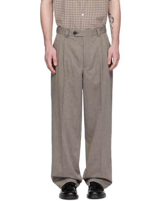 mfpen Brown Taupe Classic Trousers for men
