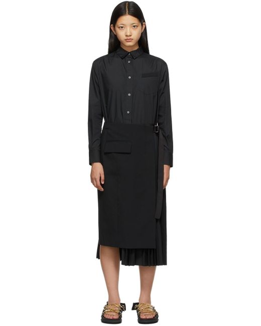 日本に Sacai ワンピース ドレス ニット プリーツ 関税込 Sacai ブラック ワンピース
