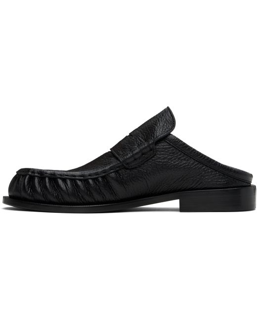 Dries Van Noten Black Leather Slip-On Loafers for men