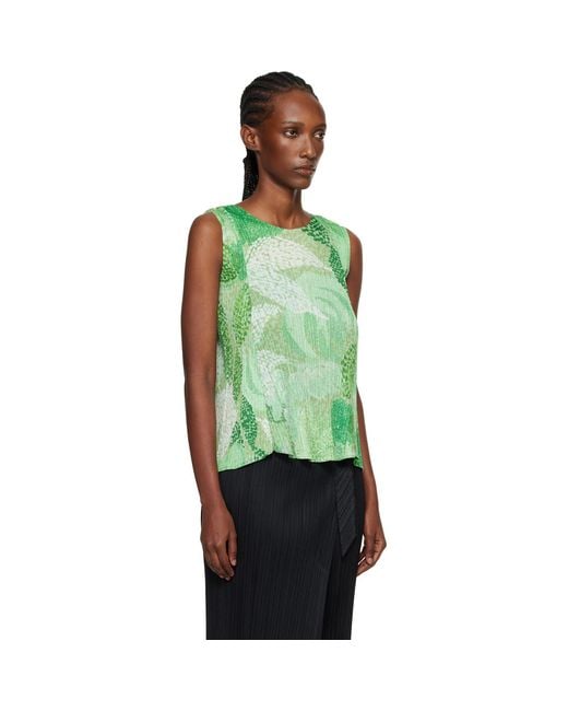 Pleats Please Issey Miyake Green Foggy Forest Top
