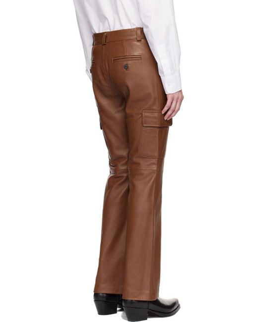 Pantalon cargo évasé brun en cuir Ernest W. Baker pour homme en coloris Multicolor