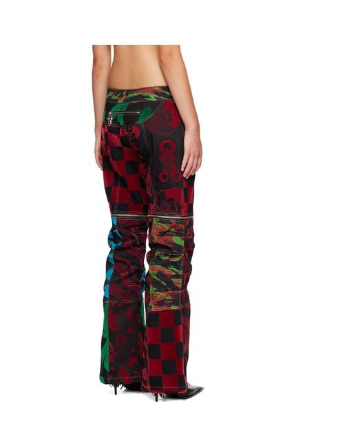 Chopova Lowena Red Patchwork Bevo Jeans
