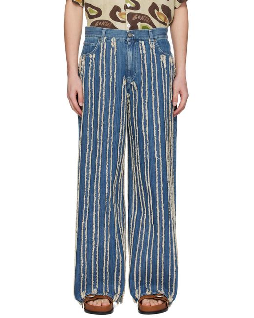 Bonsai Blue Fringe Jeans for men