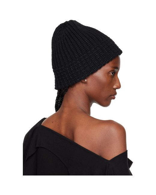 Yohji Yamamoto Black Cardigan Stitch Knit Beanie