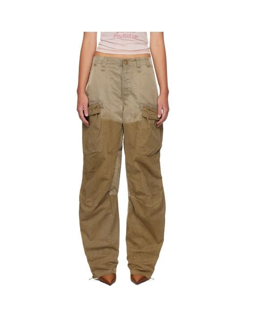 DIESEL Green Khaki Cotton & Nylon Cargo Pants