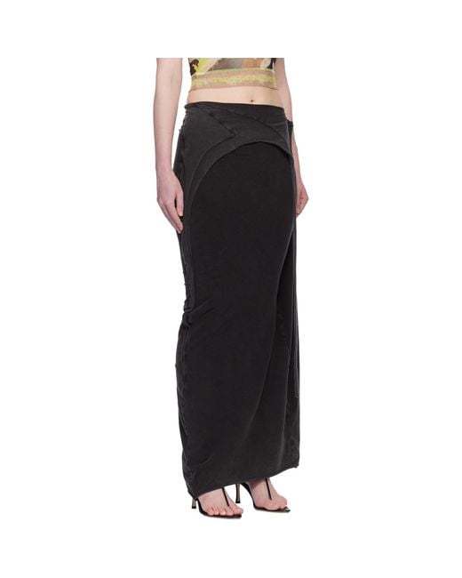 OTTOLINGER Black Draped Slit Maxi Skirt