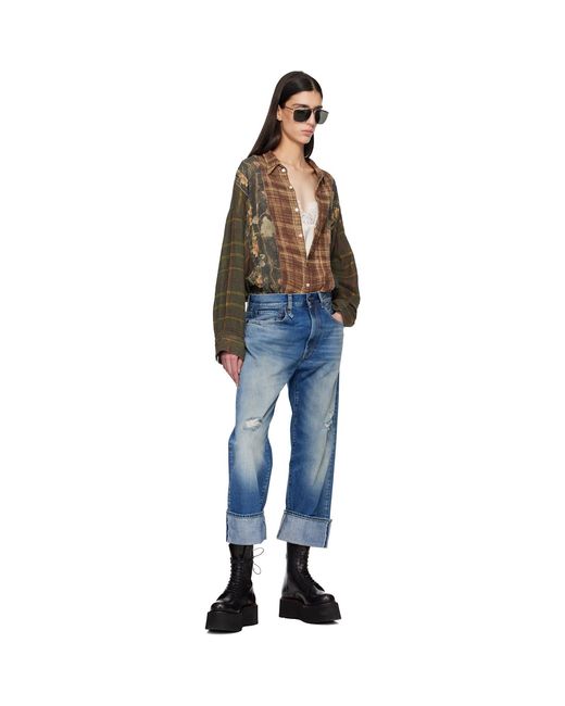 R13 Blue Cuffed X-Boyfriend Jeans