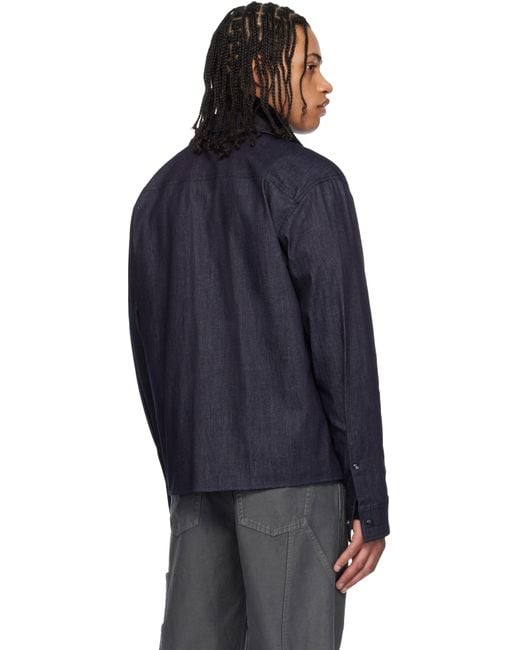 Blouson À Manches Longues Bleu En Denim À Glissière Moncler pour homme en coloris Black