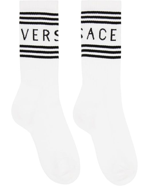 Versace Black White Athletic Socks for men