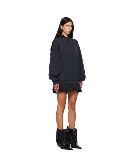 Balenciaga Blue Hybrid Laurel Dry Molleton Minidress