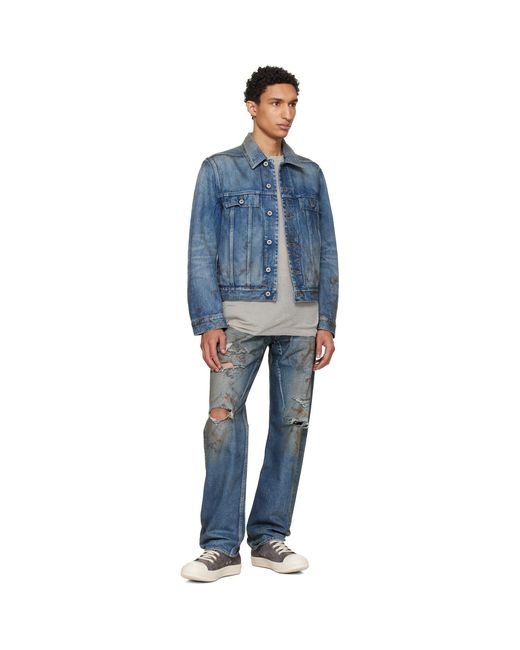 Rick Owens Blue Temple Trucker Denim Jacket for men