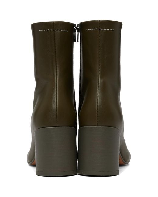 MM6 by Maison Margiela Green Khaki Anatomic Ankle Boots