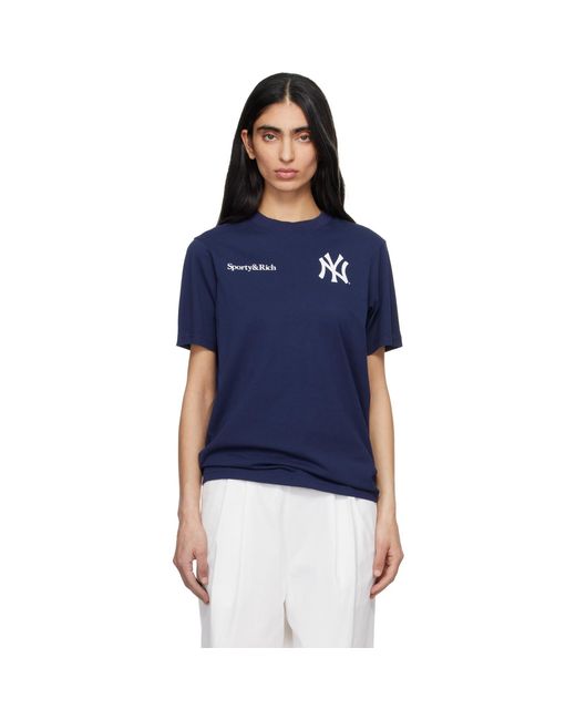 Sporty & Rich Blue '47 Edition 'Yankees' Curve T-Shirt