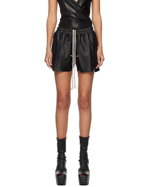 RICK OWENS*VOGUE注目☆* Gabe レザーブラックショートパンツ RICK OWENS*VOGUE注目☆*ブラックレザーショートパンツ