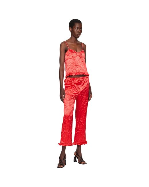 MERYLL ROGGE Red Creased Satin Trousers