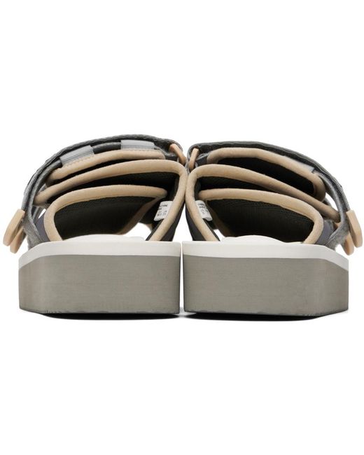 Suicoke Black White & Gray Moto-po Sandals for men