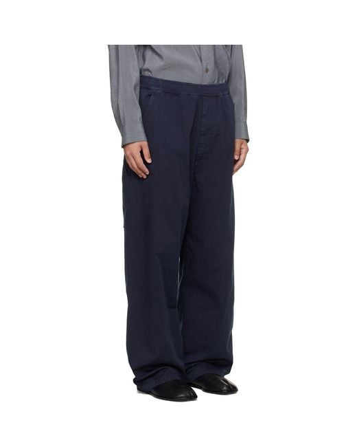 MM6 by Maison Margiela Blue Cotton Twill Trousers for men