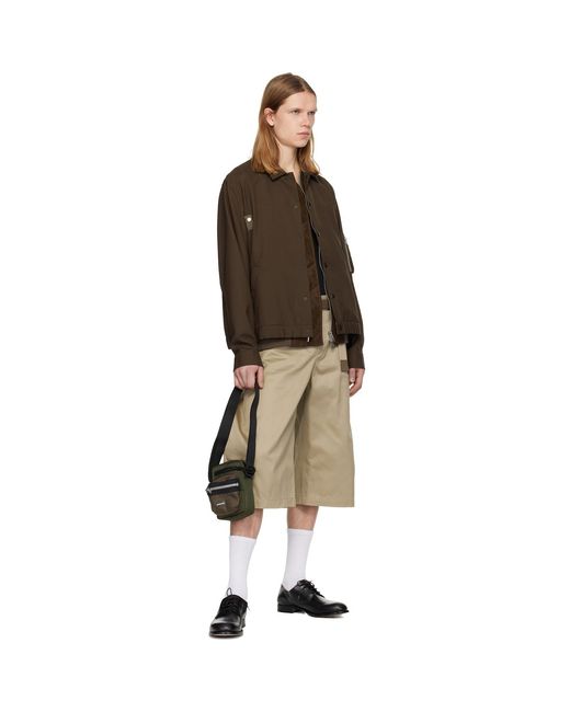 Sacai Brown Suiting & Nylon Twill Bomber Jacket for men