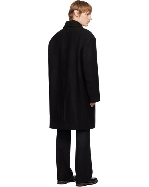 Wooyoungmi Black Balmacaan Coat for men