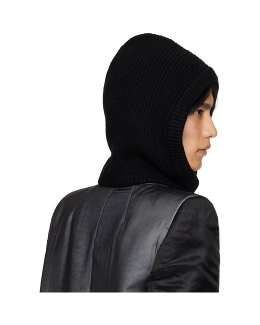 Rick Owens Black Concordians Cashmere Hood for men