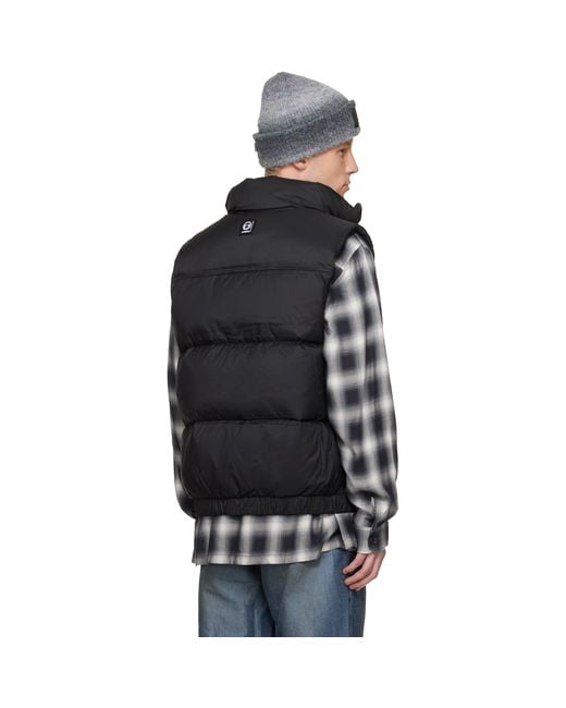 Aape By A Bathing Ape Black 'Aapenow' Moonface Down Vest for men