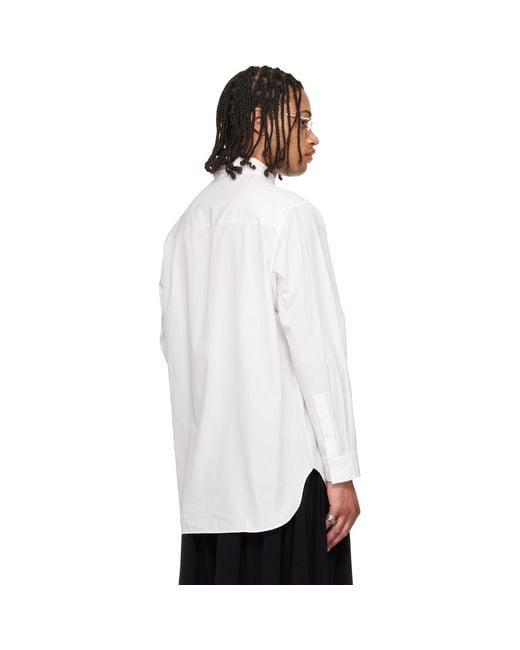 Yohji Yamamoto White Cotton Broad Double Collar Shirt for men