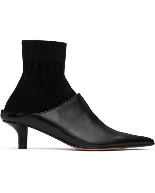 MM6 by Maison Martin Margiela Black Nappa Knit Sock Ankle Boots