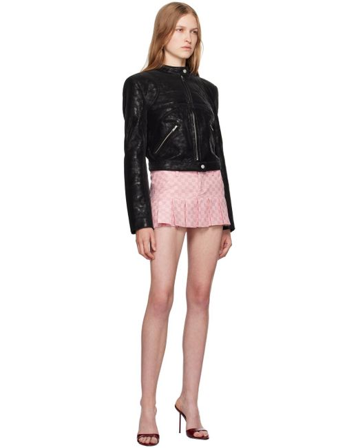 M I S B H V Pink Pleated Monogram Miniskirt