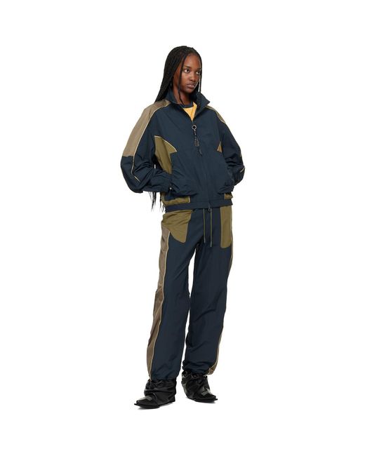 ANDERSSON BELL Green Khaki Color Block Nylon Track Pants