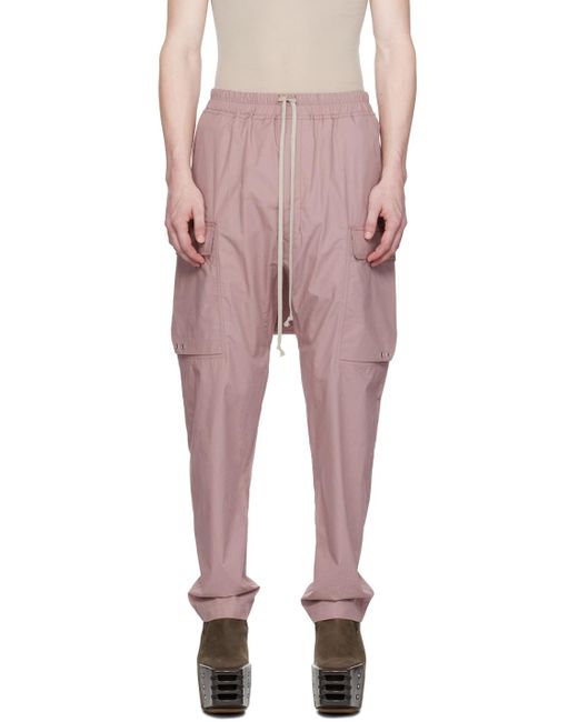 Rick Owens Red Pink Long Cargo Pants for men