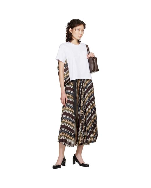 Sacai White Horizontal Stripe T-Shirt