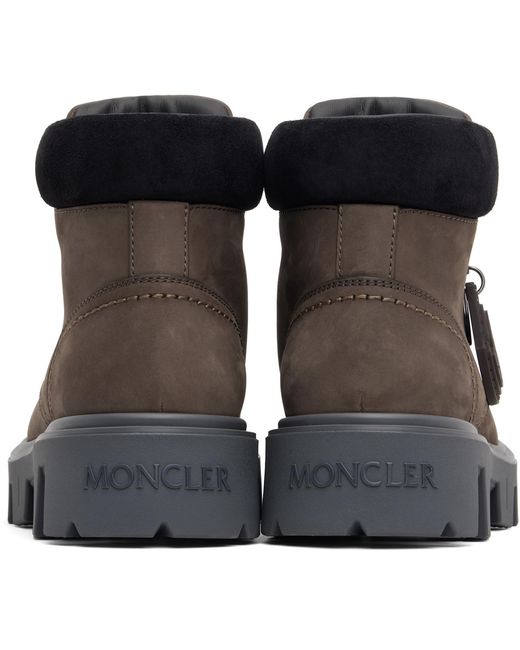 Moncler Black Peak City Nubuck & Suede Lace-Up Boots for men