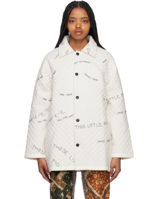 Bode White Quilted Little Pigs Jacket