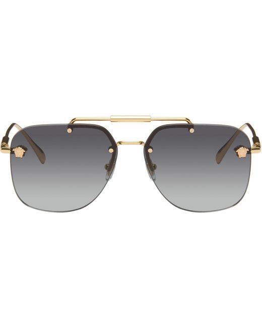 Versace Gray Medusa Pilot Sunglasses for men