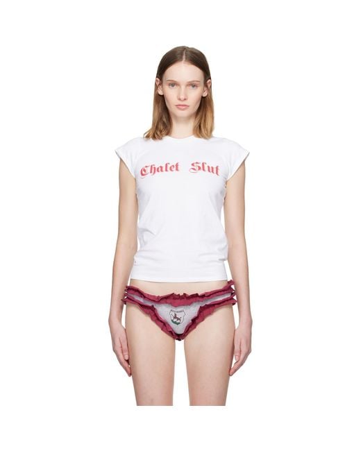 LAURA ANDRASCHKO White 'Chalet Slut' Baby T-Shirt