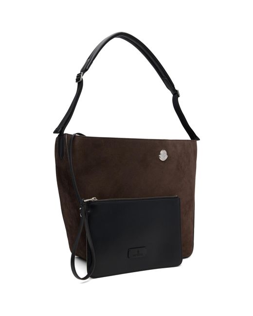 Moncler Black Carlo Suede Shoulder Bag