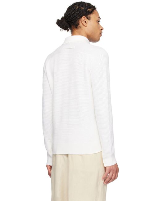 Zegna Multicolor Off-white Spread Collar Polo for men