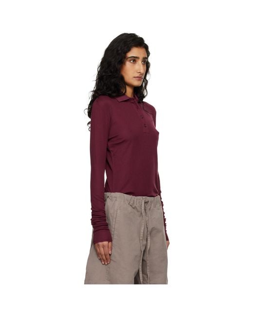 Entire studios Red Burgundy Ls Polo