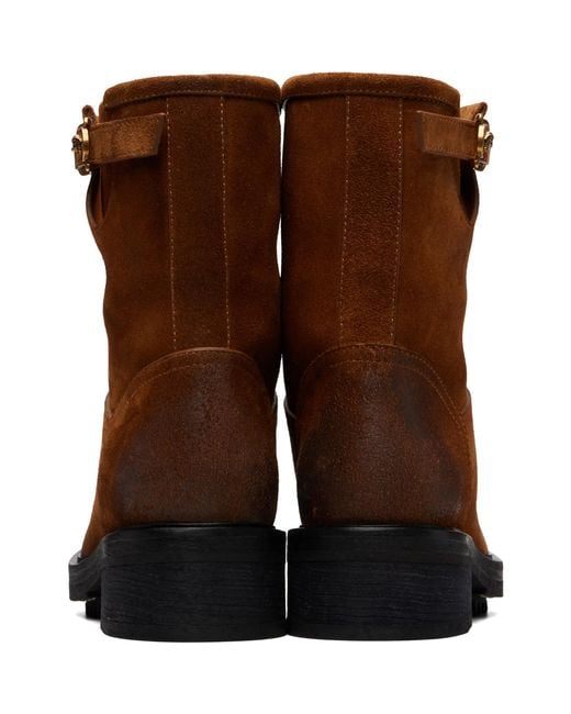 Versace Brown Buckled Suede Boots