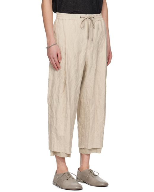 DEVOA Natural Off- Cropped Trousers for men
