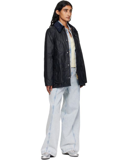 Blouson Bedale Bleu Marine En Coton Ciré Barbour en coloris Black