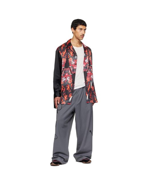 Y-3 Red Satin Graphic 'Beast' Shirt for men
