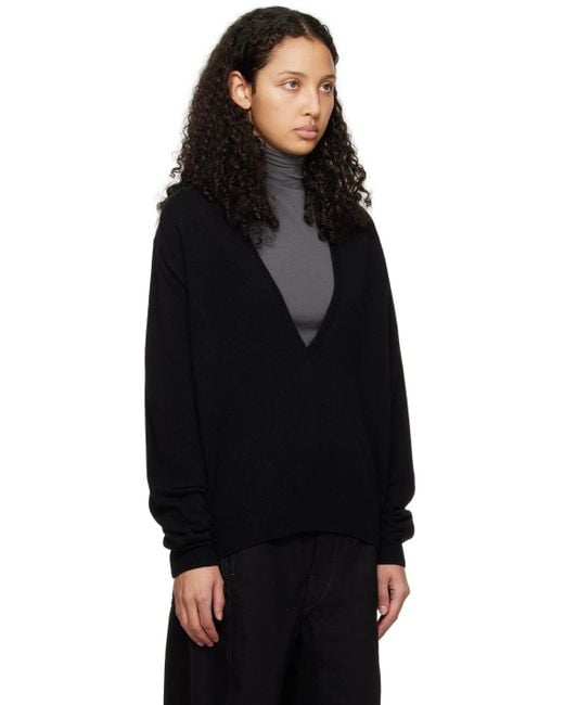 Lemaire Black Deep V-neck Sweater
