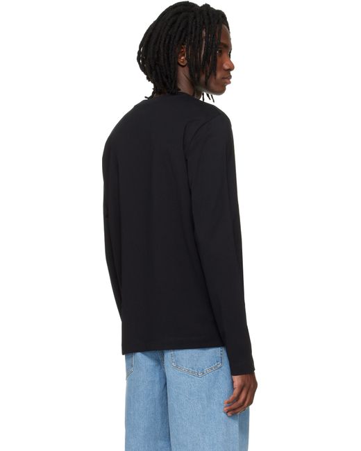Ami Paris メンズ ブラック Ami De Coeur コットン 長袖Tシャツ 【公式 