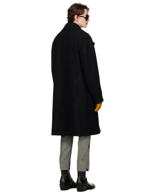 Dries Van Noten Black Double-breasted Coat for men