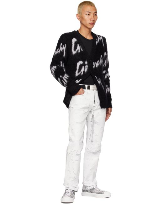 Givenchy White Crackled Zip Jeans for men